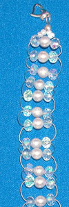 Silver Grey shell pearl and sparkle accent ladder-weave bracelet