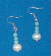 Amazonite and Pearl  drop  silver shepherd hook earrings