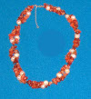 Carnelian and peach Pearl sterling silver necklace