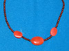 Red Jasper and bronze glass 'pearl' necklet