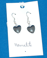 Hematite Heart shepherd hook earrings 