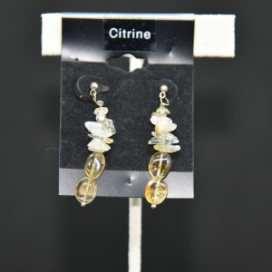 Citrine drop Sterling Silver post earring
